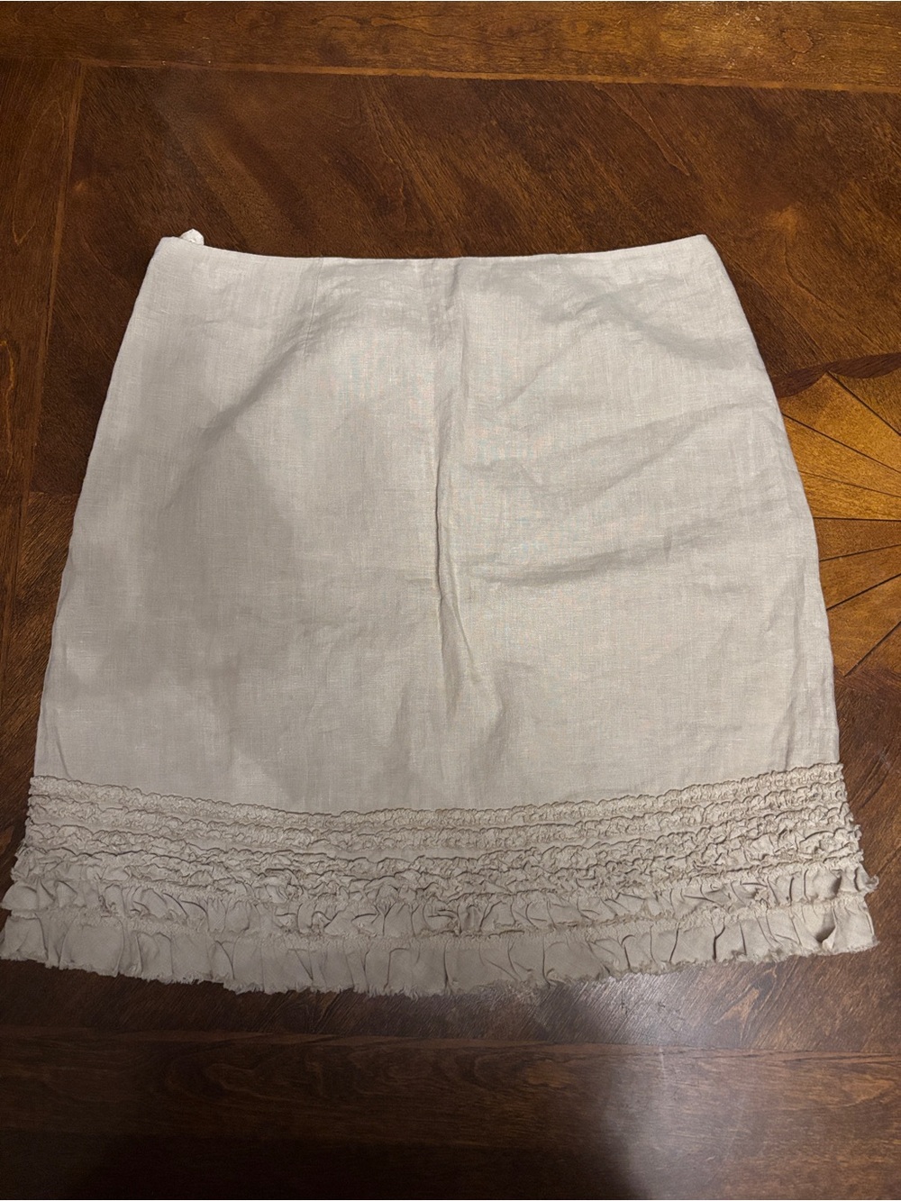 Tommy Bahama Off-White Linen Mini Skirt with Ruffle Trim